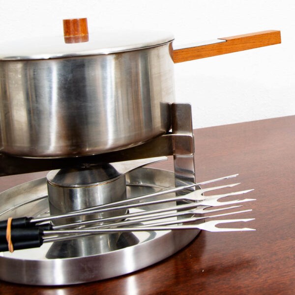 Mid Century Danish Modern Fondue Set Rosewood Cheese Set Denmark Arne Jacobsen M - Image 10