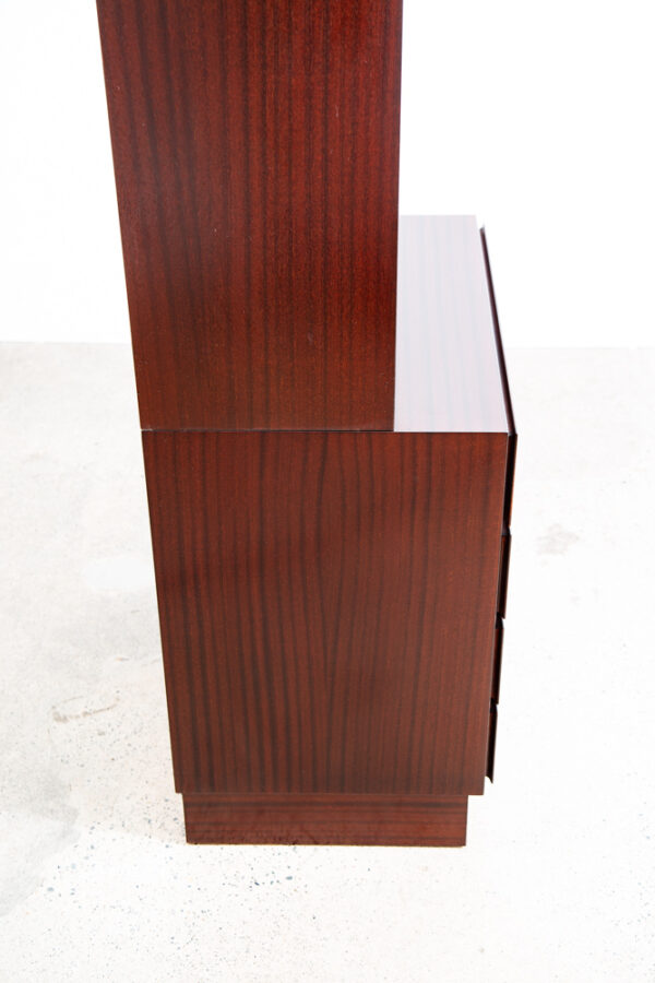 Mid Century Danish Modern Bookshelf Cabinet Mahogany 4 Drawers Omann Jun Vintage - Image 5