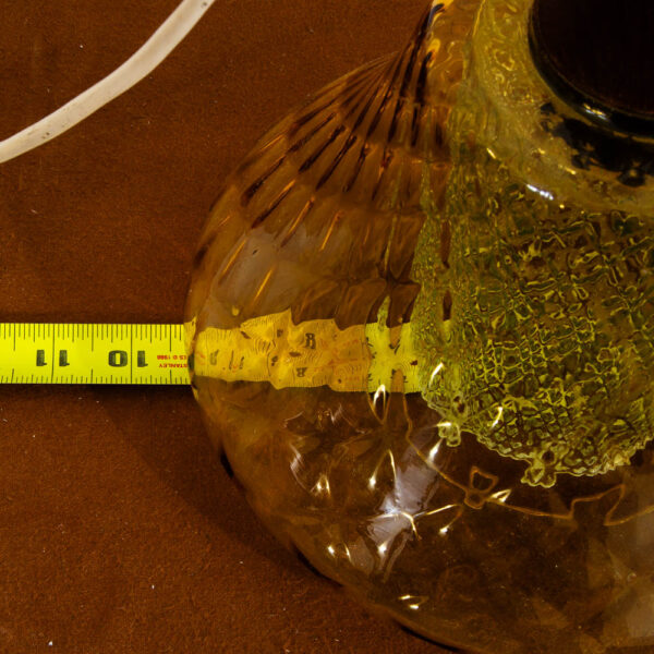 Mid Century Danish Modern Pendant Lamp Amber Crystal Glass Hanging Light Yellow - Image 9