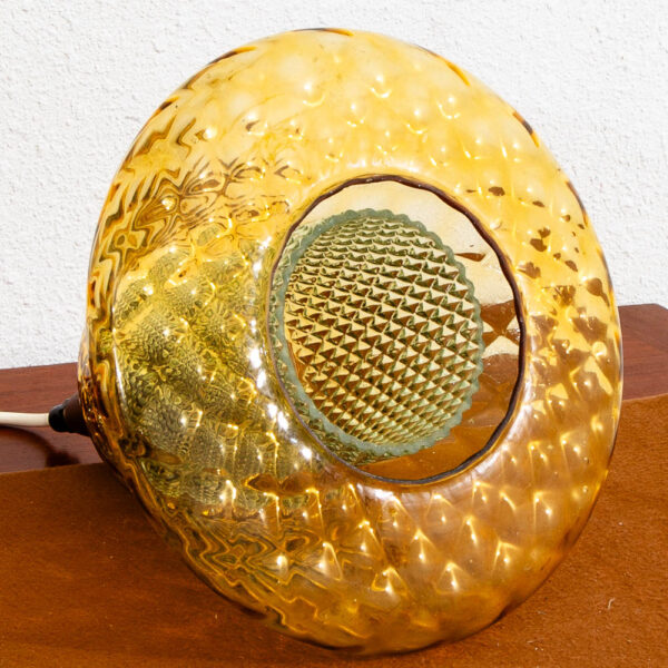 Mid Century Danish Modern Pendant Lamp Amber Crystal Glass Hanging Light Yellow - Image 8