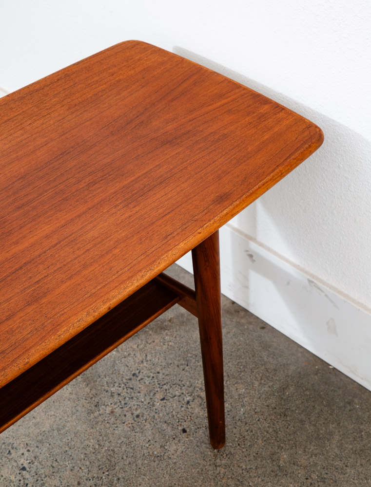 Mid Century Danish Modern Coffee Table Solid Teak Denmark Surfboard Shelf Mcm M - Image 9