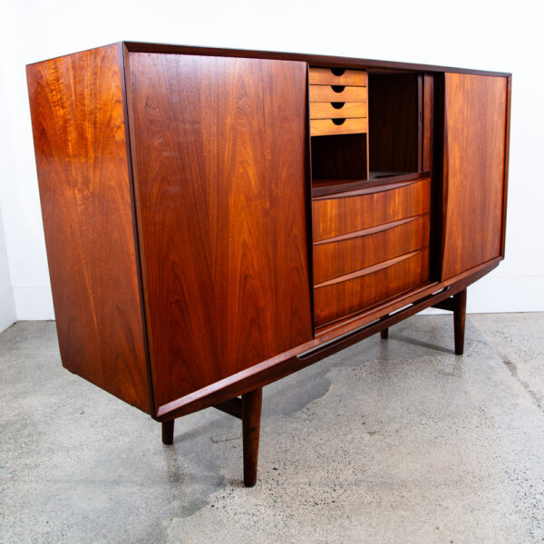 Mid Century Danish Modern Credenza Highboard Server Hutch Teak Tambour Doors Mcm - Image 3