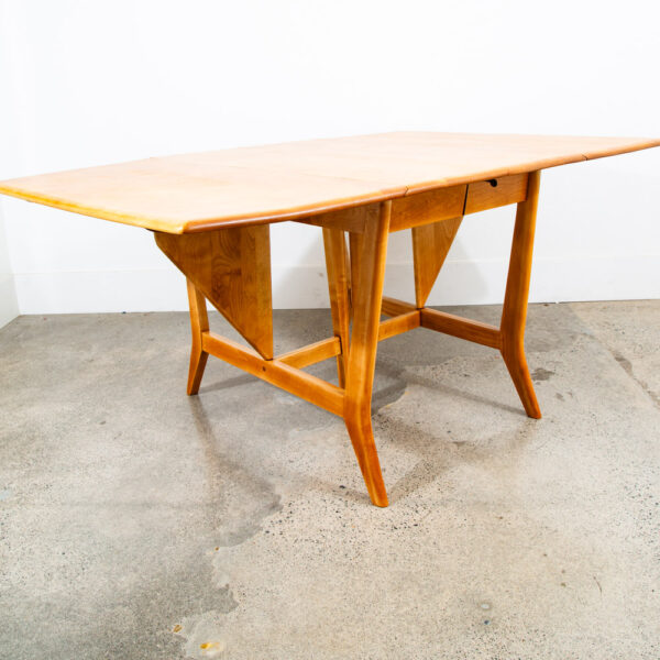 Mid Century Modern Dining Table Solid Maple Gate Leg Drop Heywood Wakefield Leaf - Image 2