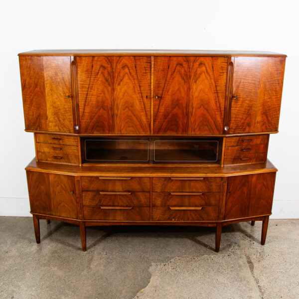 Mid Century Danish Modern Credenza Sideboard Walnut Locking 12 Drawers Cabinet