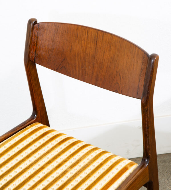 Mid Century Danish Modern Dining Chairs Set 4 Rosewood Striped Erik Buch Denmark - Image 7