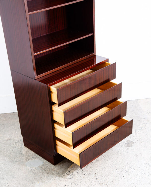 Mid Century Danish Modern Bookshelf Cabinet Mahogany 4 Drawers Omann Jun Vintage - Image 7