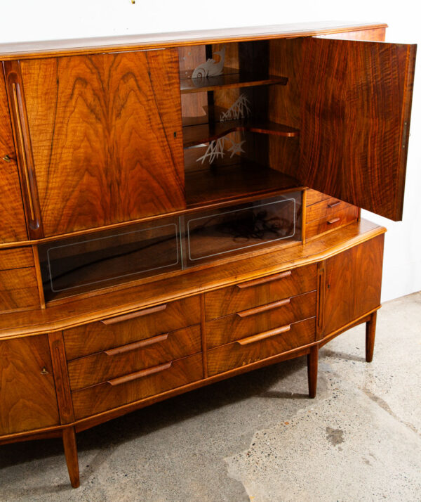 Mid Century Danish Modern Credenza Sideboard Walnut Locking 12 Drawers Cabinet - Image 4