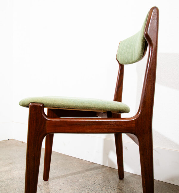 Mid Century Danish Modern Dining Chairs Erik Buch Set 2 Green Denmark Teak Pair - Image 7