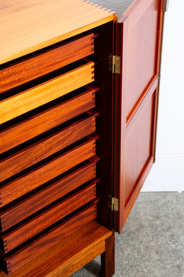 Mid Century Modern Compact Credenza Cabinet Solid Mahogany Soborg 16 Drawers Mcm - Image 9