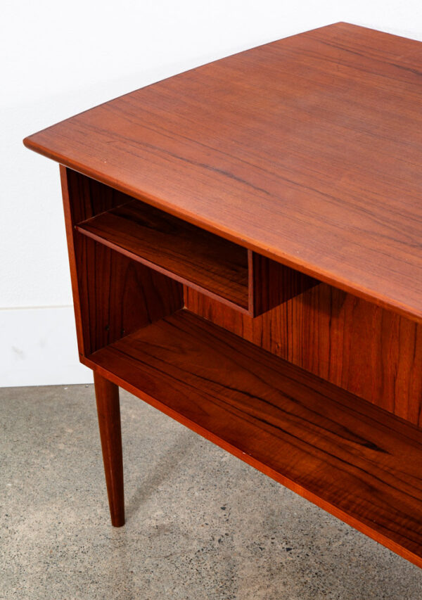 Mid Century Danish Modern Desk Executive Teak 4 Drawer Bookshelf Floating Lock - Image 10
