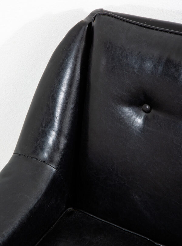 Mid Century Danish Modern Lounge chairs Black Set 2 Pair Armchairs Denmark Mcm - Image 9