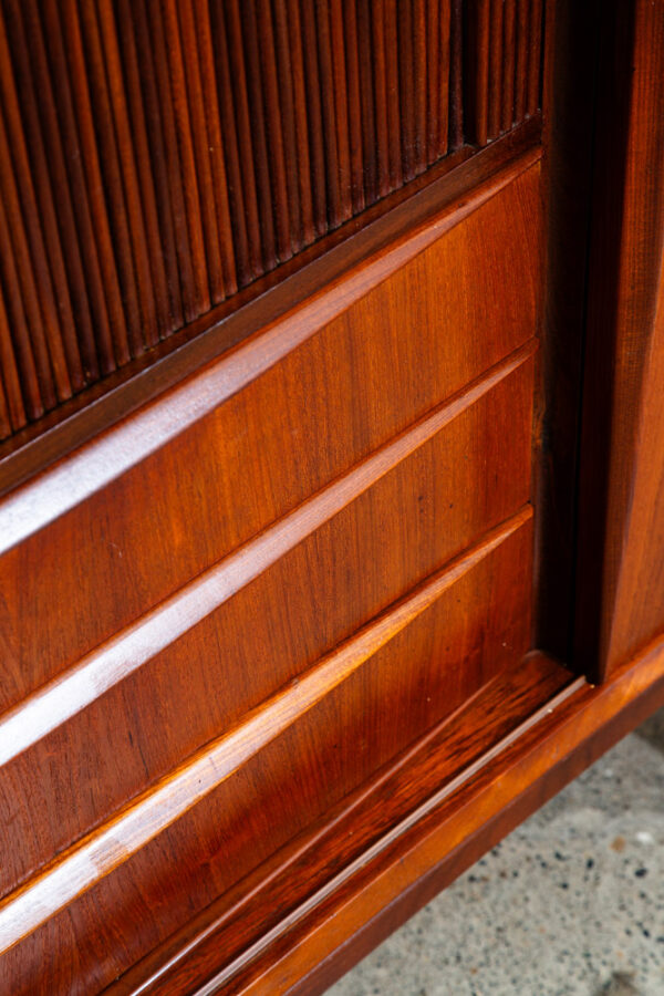 Mid Century Danish Modern Credenza Highboard Server Hutch Teak Tambour Doors Mcm - Image 11