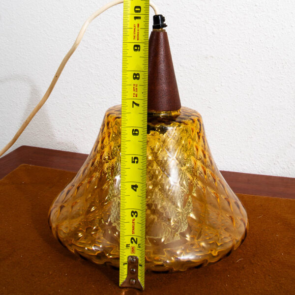 Mid Century Danish Modern Pendant Lamp Amber Crystal Glass Hanging Light Yellow - Image 10