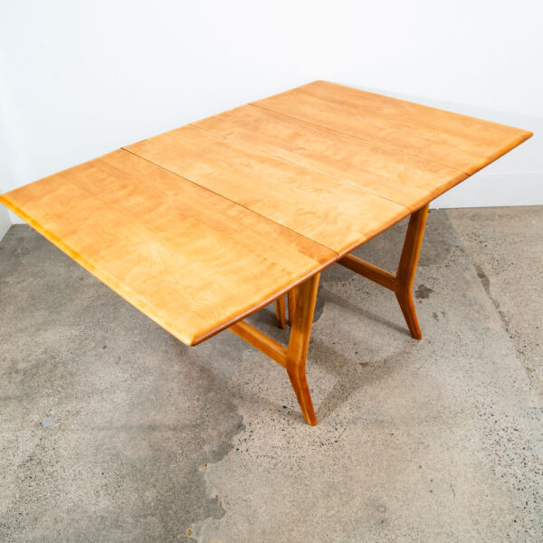 Mid Century Modern Dining Table Solid Maple Gate Leg Drop Heywood Wakefield Leaf