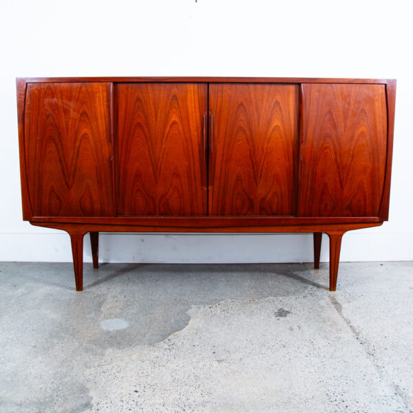 Mid Century Danish Modern Credenza Highboard Teak Sliding Doors Rosewood Bar Mcm - Image 2