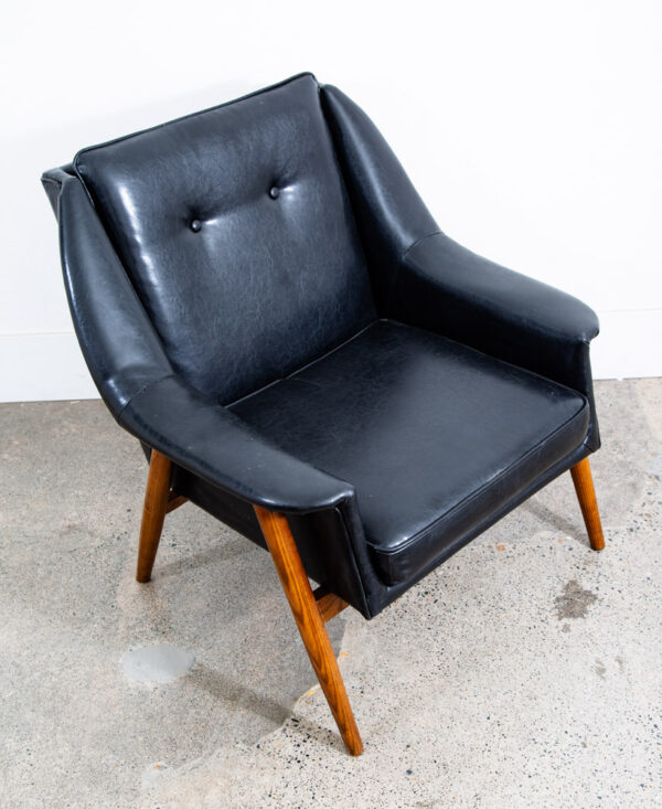 Mid Century Danish Modern Lounge chairs Black Set 2 Pair Armchairs Denmark Mcm - Image 5