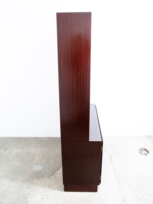 Mid Century Danish Modern Bookshelf Cabinet Mahogany Doors Omann Jun Mcm - Image 3