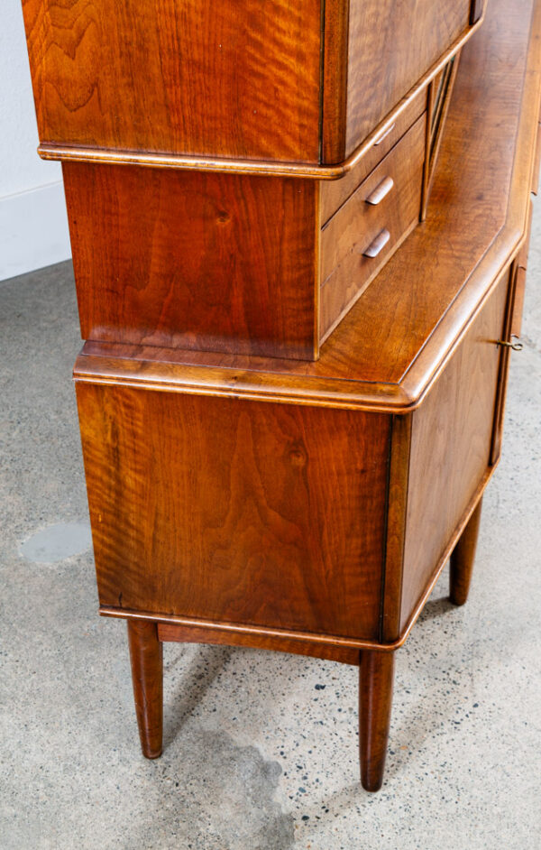 Mid Century Danish Modern Credenza Sideboard Walnut Locking 12 Drawers Cabinet - Image 11