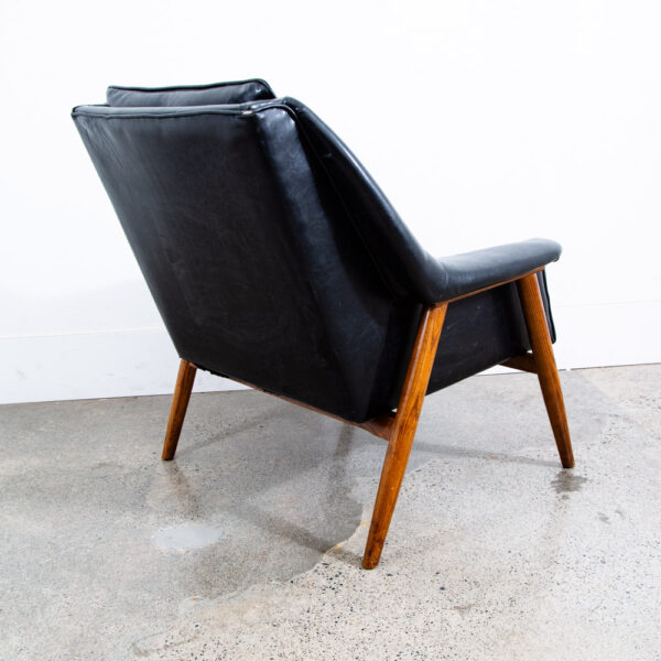 Mid Century Danish Modern Lounge chairs Black Set 2 Pair Armchairs Denmark Mcm - Image 7