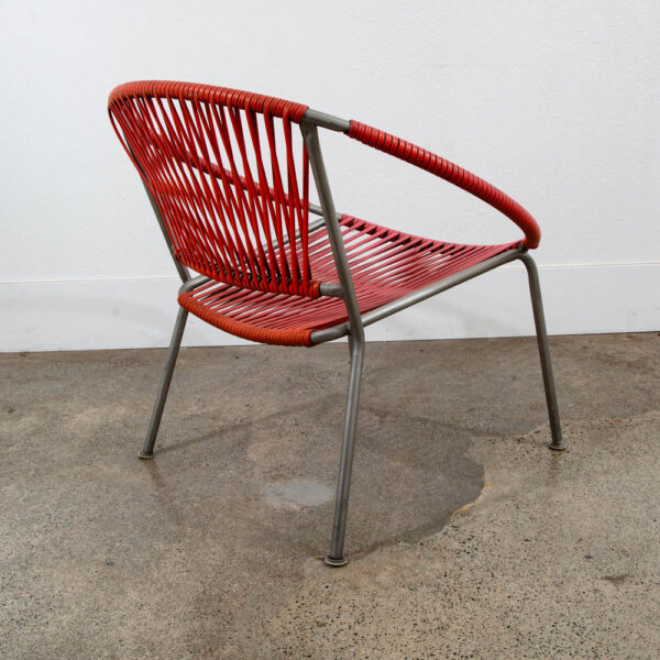 Mid Century Modern Lounge Chairs Indoor Outdoors Pair Vintage Salmon Pink Round - Image 9