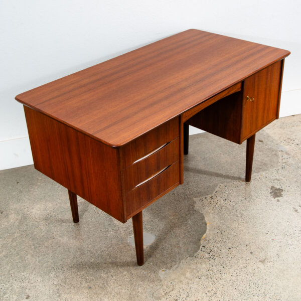 Mid Century Danish Modern Desk 3 Drawer Teak Cabinet Wood Office Executive Mcm