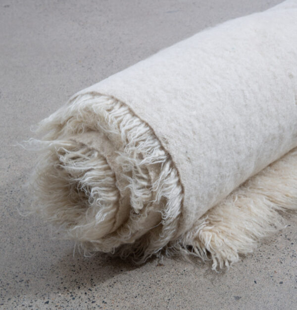 Mid Century Modern Shag Rug Wool White Canvas 102x70 In. Wool Vintage Retro Mcm - Image 5