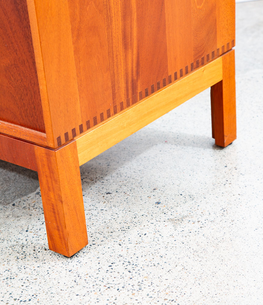 Mid Century Modern Compact Credenza Cabinet Solid Mahogany Soborg Doors Handles - Image 9