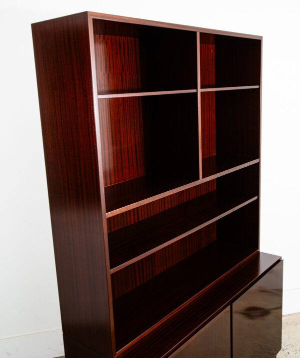 Mid Century Danish Modern Bookshelf Cabinet Mahogany Doors Omann Jun Mcm - Image 5