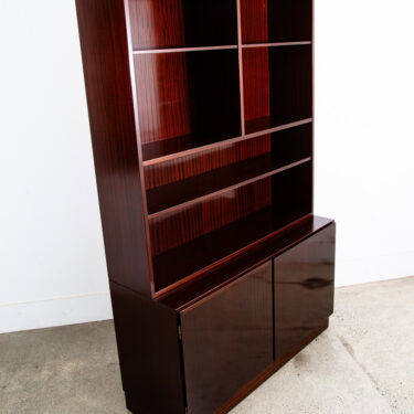 Mid Century Danish Modern Bookshelf Cabinet Mahogany Doors Omann Jun Mcm