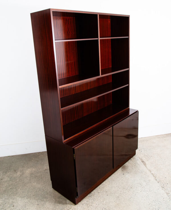 Mid Century Danish Modern Bookshelf Cabinet Mahogany Doors Omann Jun Mcm