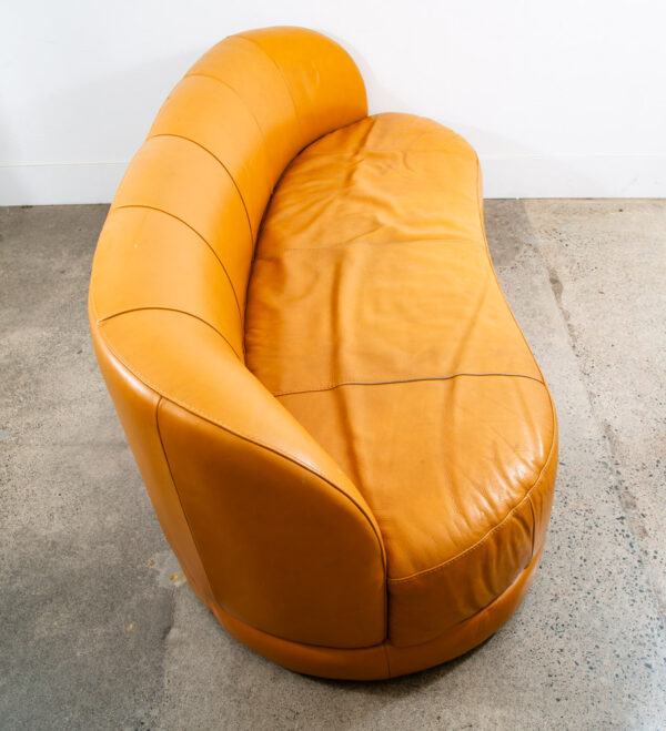 Mid Century Danish Modern Couch Sofa Sofitalia Mustard Yellow Low 3 Seat Round - Image 7