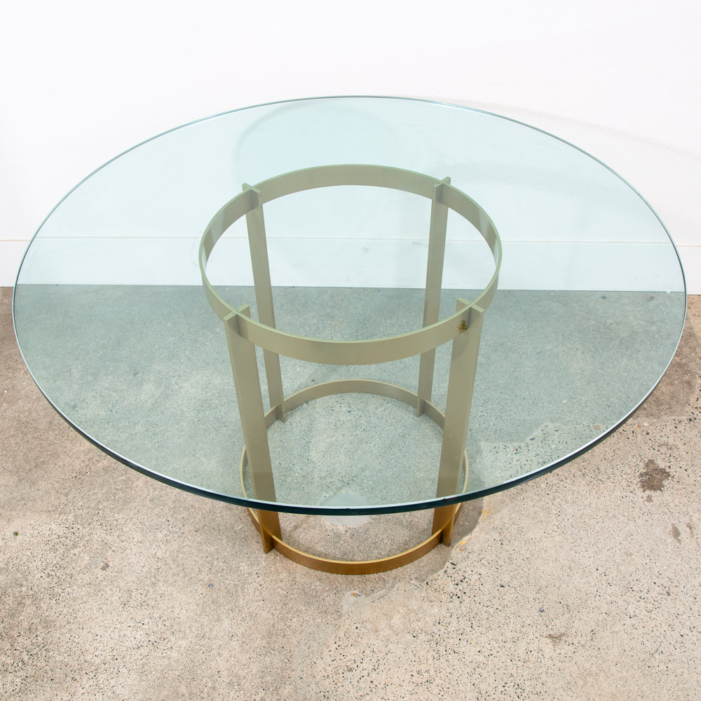 Mid Century Modern Dining Table Brass Round Glass Vintage Circular Fontana Arte - Image 8