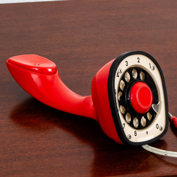 Mid Century Modern Vintage Swedish Red Cobra Ericofon Rotary Telephone Circa 1954 - Image 9