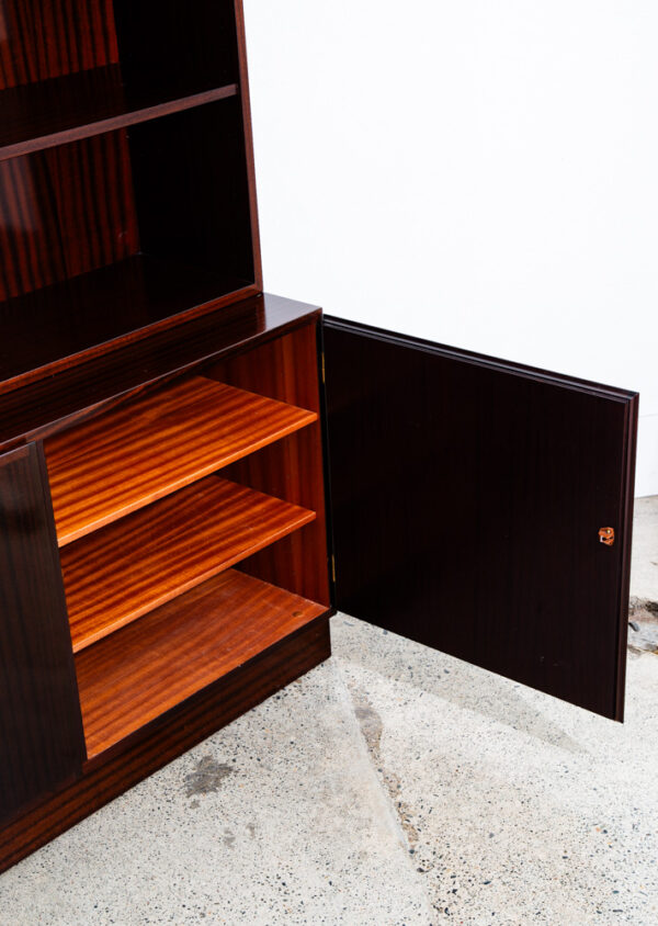 Mid Century Danish Modern Bookshelf Cabinet Mahogany Doors Omann Jun Mcm - Image 10