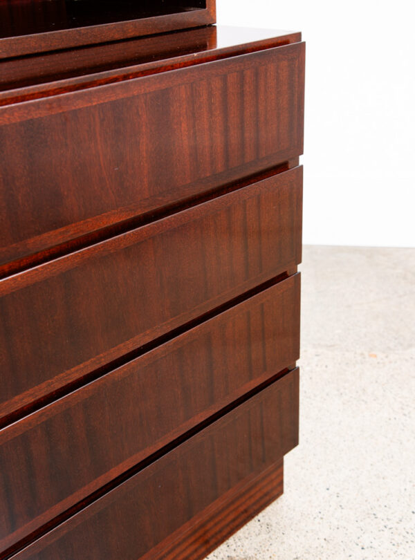 Mid Century Danish Modern Bookshelf Cabinet Mahogany 4 Drawers Omann Jun Vintage - Image 6