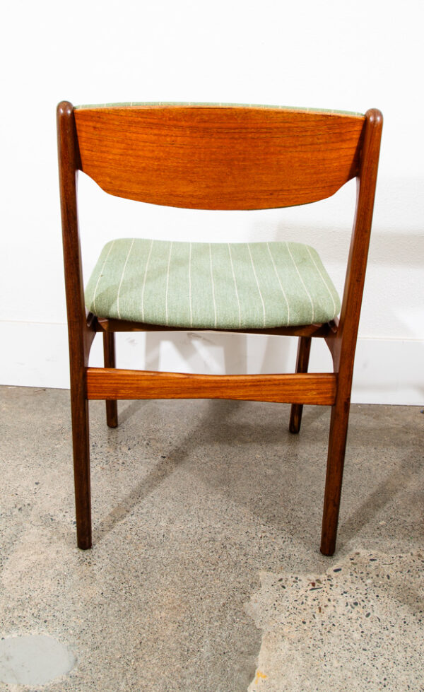Mid Century Danish Modern Dining Chairs Erik Buch Set 2 Green Denmark Teak Pair - Image 6