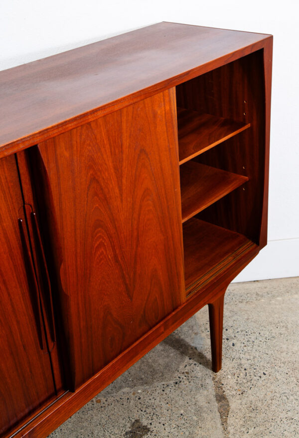 Mid Century Danish Modern Credenza Highboard Teak Sliding Doors Rosewood Bar Mcm - Image 11