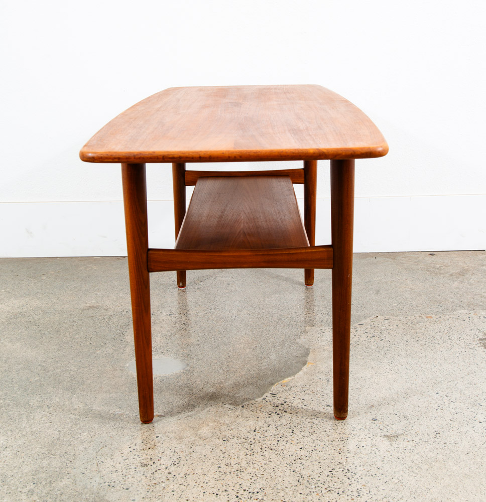 Mid Century Danish Modern Coffee Table Solid Teak Denmark Surfboard Shelf Mcm M - Image 5