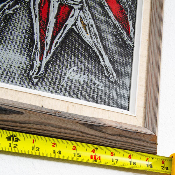 Mid Century Modern Oil Painting Danish Original Abstract Silver, Red Blue Framed - Image 9