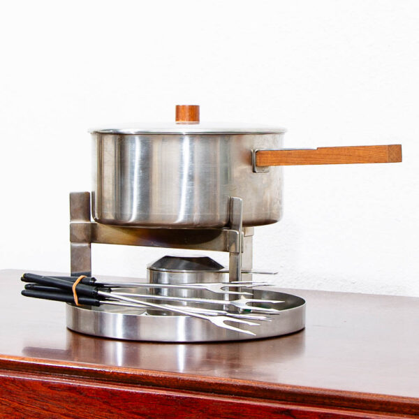 Mid Century Danish Modern Fondue Set Rosewood Cheese Set Denmark Arne Jacobsen M - Image 11