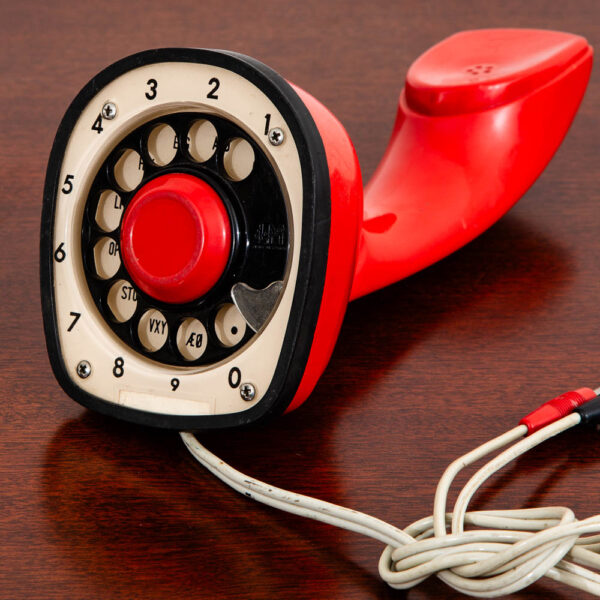 Mid Century Modern Vintage Swedish Red Cobra Ericofon Rotary Telephone Circa 1954 - Image 2