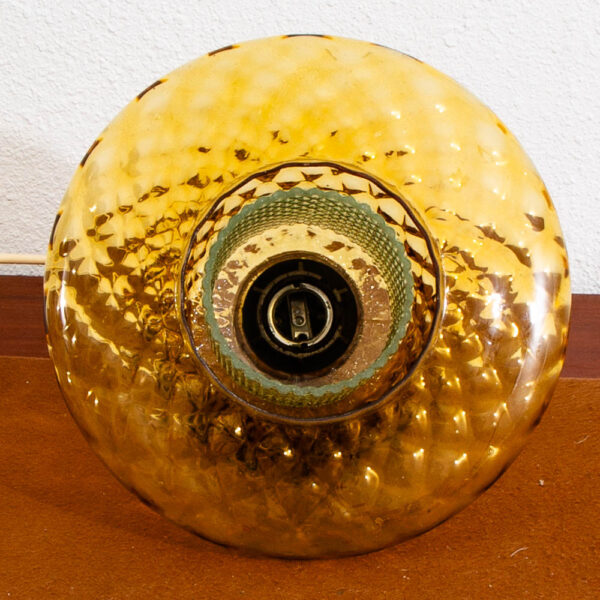 Mid Century Danish Modern Pendant Lamp Amber Crystal Glass Hanging Light Yellow - Image 3