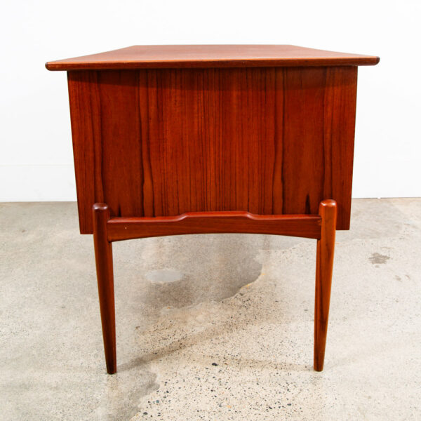 Mid Century Danish Modern Desk Executive Teak 4 Drawer Bookshelf Floating Lock - Image 5