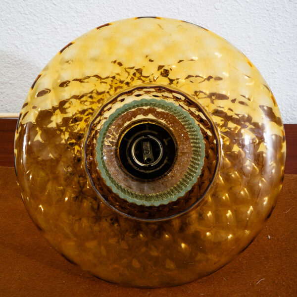 Mid Century Danish Modern Pendant Lamp Amber Crystal Glass Hanging Light Yellow - Image 7