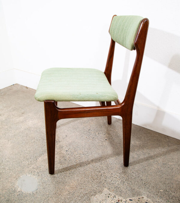 Mid Century Danish Modern Dining Chairs Erik Buch Set 2 Green Denmark Teak Pair - Image 3