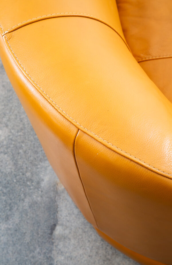 Mid Century Danish Modern Couch Sofa Sofitalia Mustard Yellow Low 3 Seat Round - Image 10
