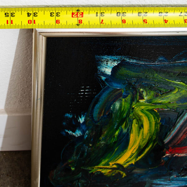 Mid Century Modern Oil Painting Danish Original Abstract Red Blue Yellow Frame - Image 10
