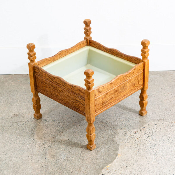 Mid Century Danish Modern Planter Oak Denmark Window Outdoor / Indoor Square Mcm