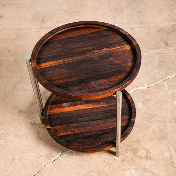 Mid Century Danish Modern Table Folding Brazilian Rosewood Round Mcm Dark Wood - Image 8