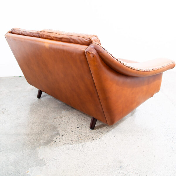 Mid Century Danish Modern Sofa Settee Aage Christiansen Cognac Leather Matador - Image 6